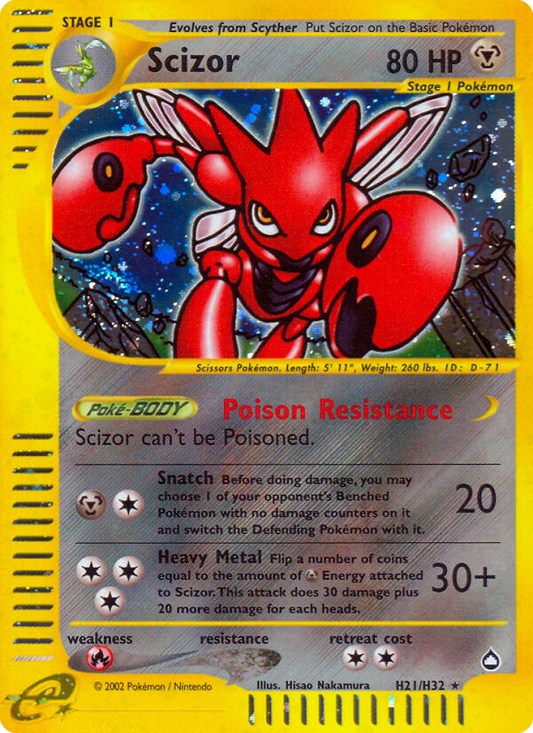Scizor H21/147 Rare Holo | Aquapolis | Pokemon Card
