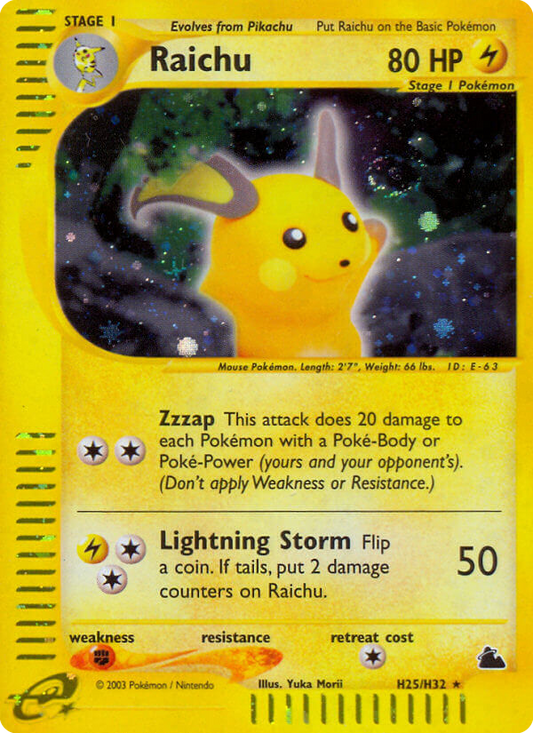Raichu H25/144 Rare Holo | Skyridge | Pokemon Card