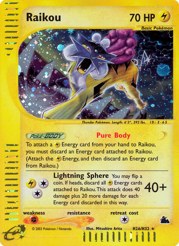Raikou H26/144 Rare Holo | Skyridge | Pokemon Card