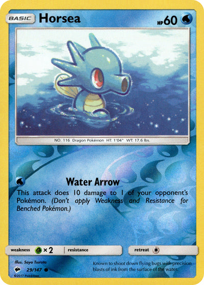 Horsea 29/147 Reverse Holo | Burning Shadows | Pokemon Card