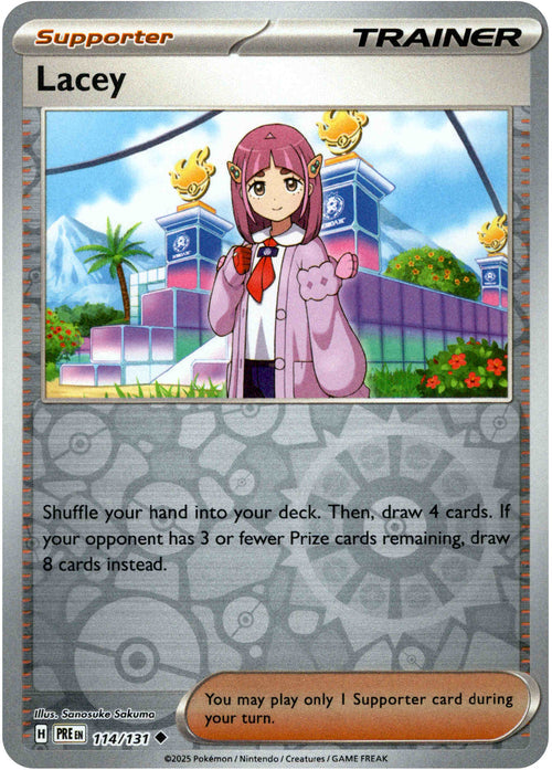 Lacey 114/131 Reverse Holo | Prismatic Evolutions | Pokemon Card