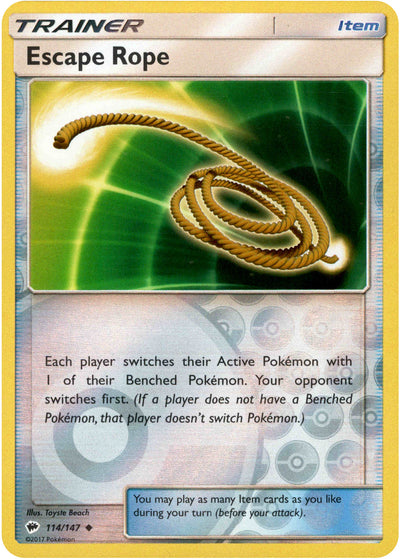Escape Rope 114/147 Reverse Holo | Burning Shadows | Pokemon Card