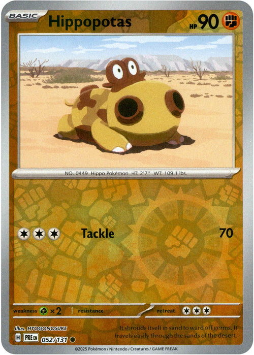 Hippopotas 52/131 Reverse Holo | Prismatic Evolutions | Pokemon Card