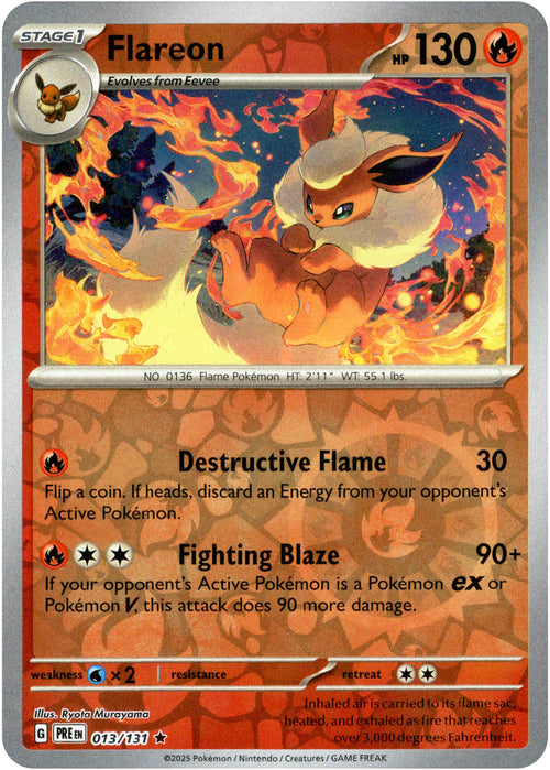 Flareon 13/131 Reverse Holo | Prismatic Evolutions | Pokemon Card