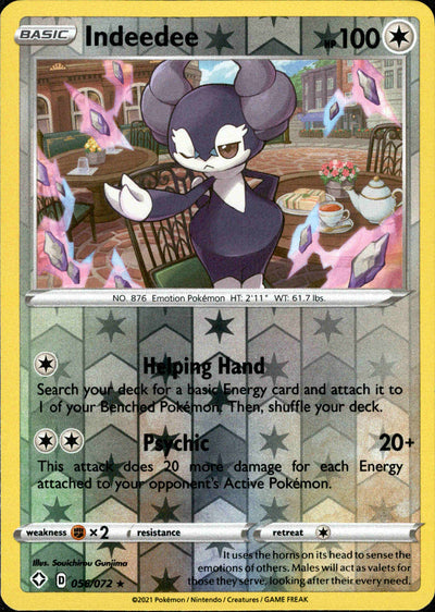 Indeedee 56/72 Reverse Holo | Shining Fates | Pokemon Card
