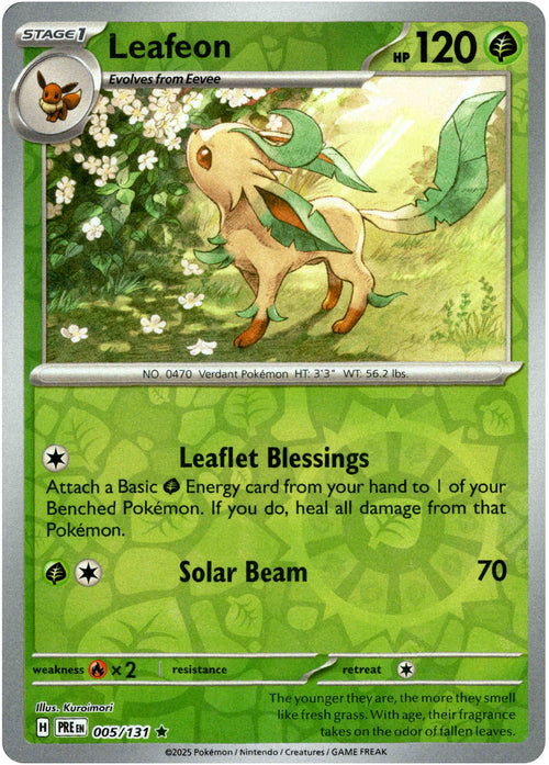 Leafeon 5/131 Reverse Holo | Prismatic Evolutions | Pokemon Card
