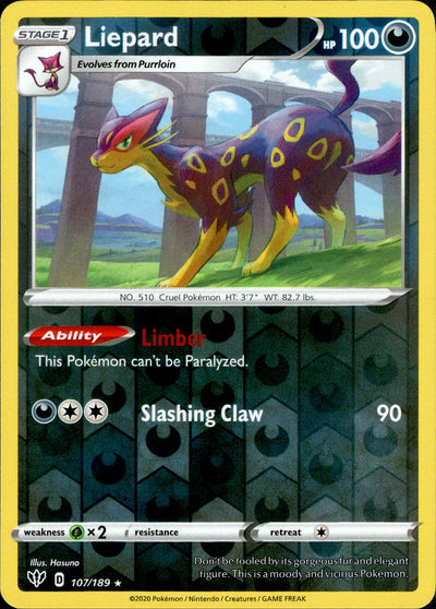 Liepard 107/189 Reverse Holo | Darkness Ablaze | Pokemon Card