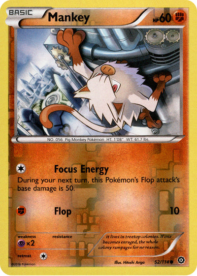 Mankey 52/114 Reverse Holo | Steam Siege | Pokemon Card