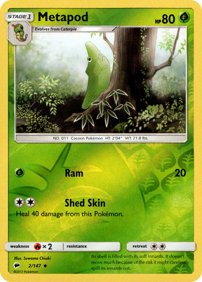Metapod 2/147 Reverse Holo | Burning Shadows | Pokemon Card