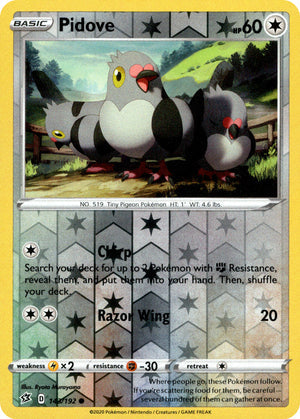 Pidove 143/192 Reverse Holo | Rebel Clash | Pokemon Card