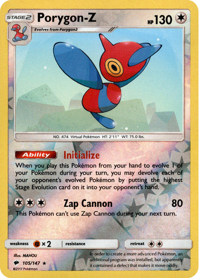 Porygon-Z 105/147 Reverse Holo | Burning Shadows | Pokemon Card