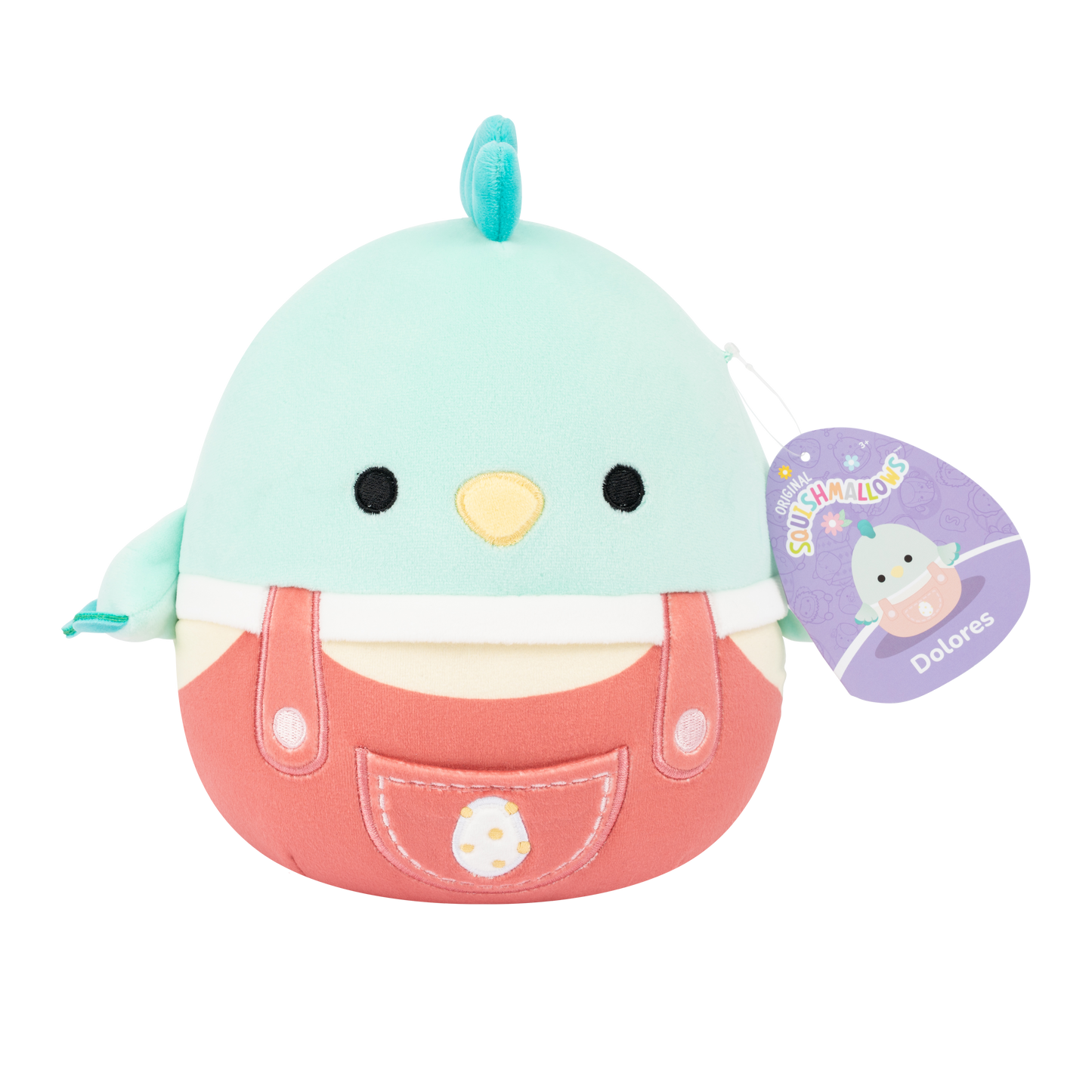 Delores the Teal Chicken in Peach Overalls ~ Easter ~ 7.5" Squishmallow Plush