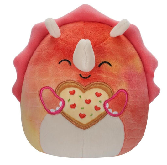 Trinity the Triceratops with Heart Pizza ~ 7.5" 2024 Valentines Day Squishmallow Plush ~ IN STOCK!
