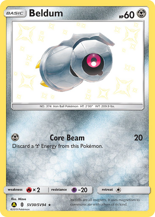 Beldum SV30/94 Rare Shiny | Hidden Fates Shiny Vault | Pokemon Card