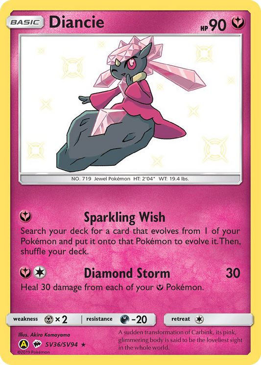 Diancie SV36/94 Rare Shiny | Hidden Fates Shiny Vault | Pokemon Card