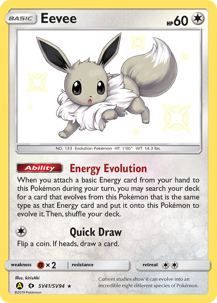 Eevee SV41/94 Rare Shiny | Hidden Fates Shiny Vault | Pokemon Card