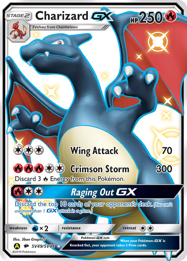 Charizard-GX SV49/94 Rare Shiny GX | Hidden Fates Shiny Vault | Pokemon Card
