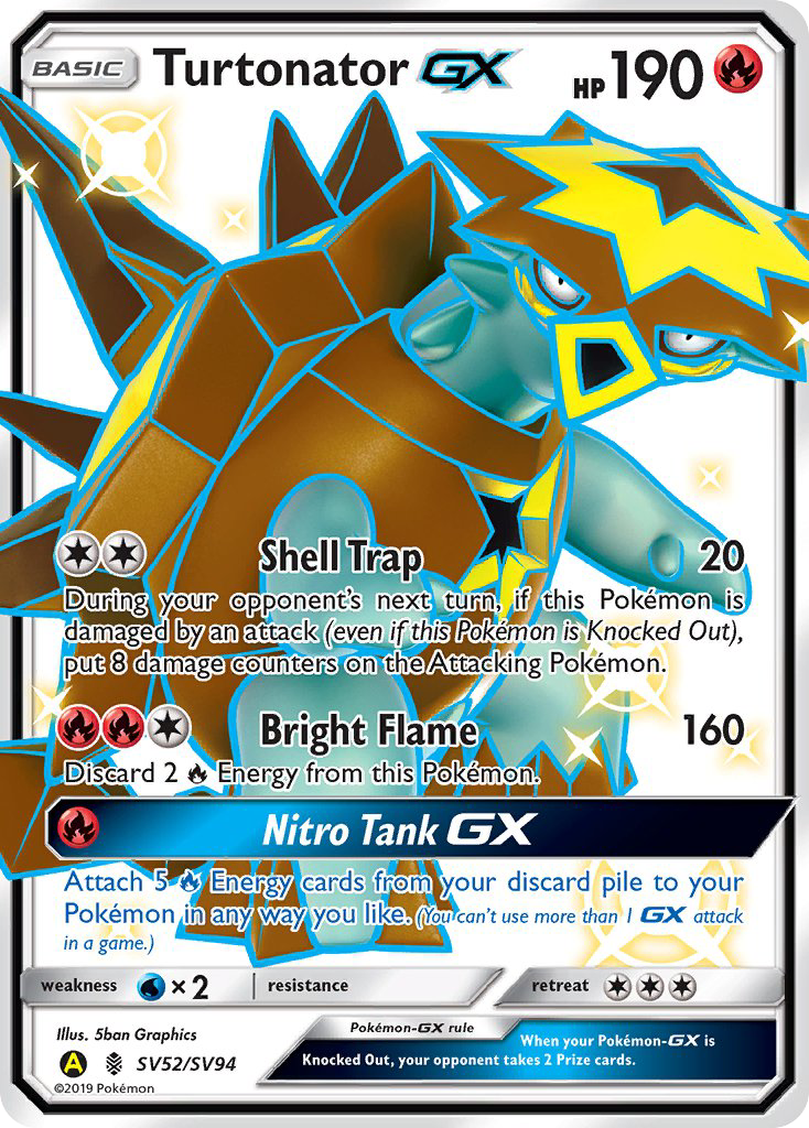 Turtonator-GX SV52/94 Rare Shiny GX | Hidden Fates Shiny Vault | Pokemon Card