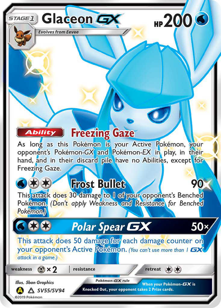Glaceon-GX SV55/94 Rare Shiny GX | Hidden Fates Shiny Vault | Pokemon Card