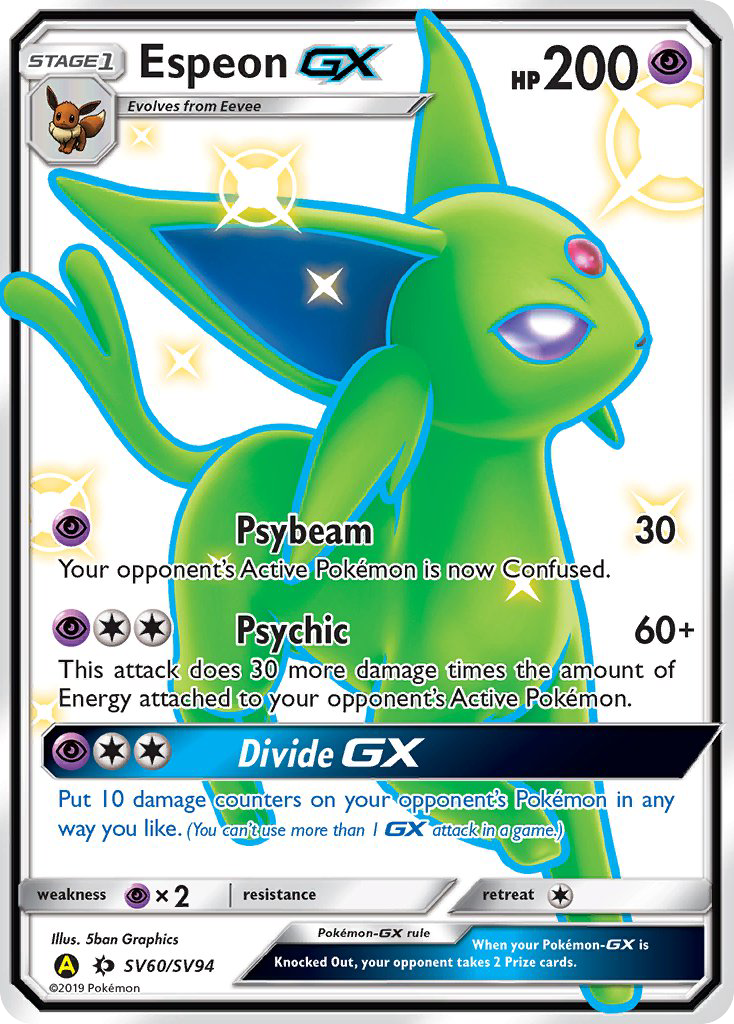 Espeon-GX SV60/94 Rare Shiny GX | Hidden Fates Shiny Vault | Pokemon Card