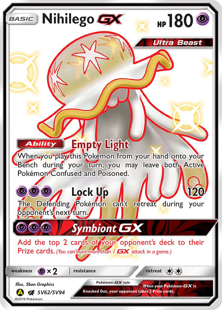 Nihilego-GX SV62/94 Rare Shiny GX | Hidden Fates Shiny Vault | Pokemon Card