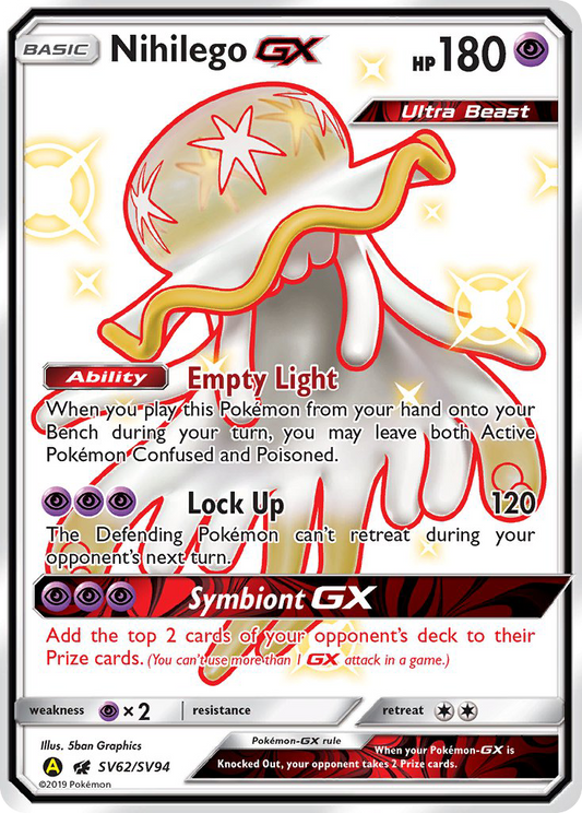 Nihilego-GX SV62/94 Rare Shiny GX | Hidden Fates Shiny Vault | Pokemon Card