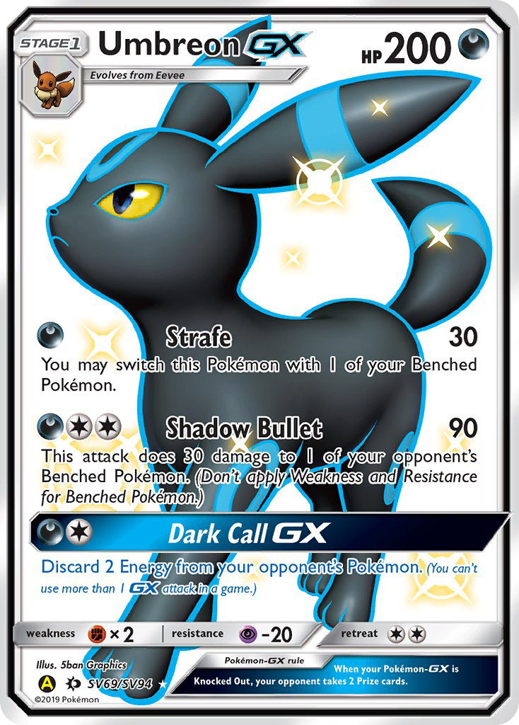 Umbreon-GX SV69/94 Rare Shiny GX | Hidden Fates Shiny Vault | Pokemon Card