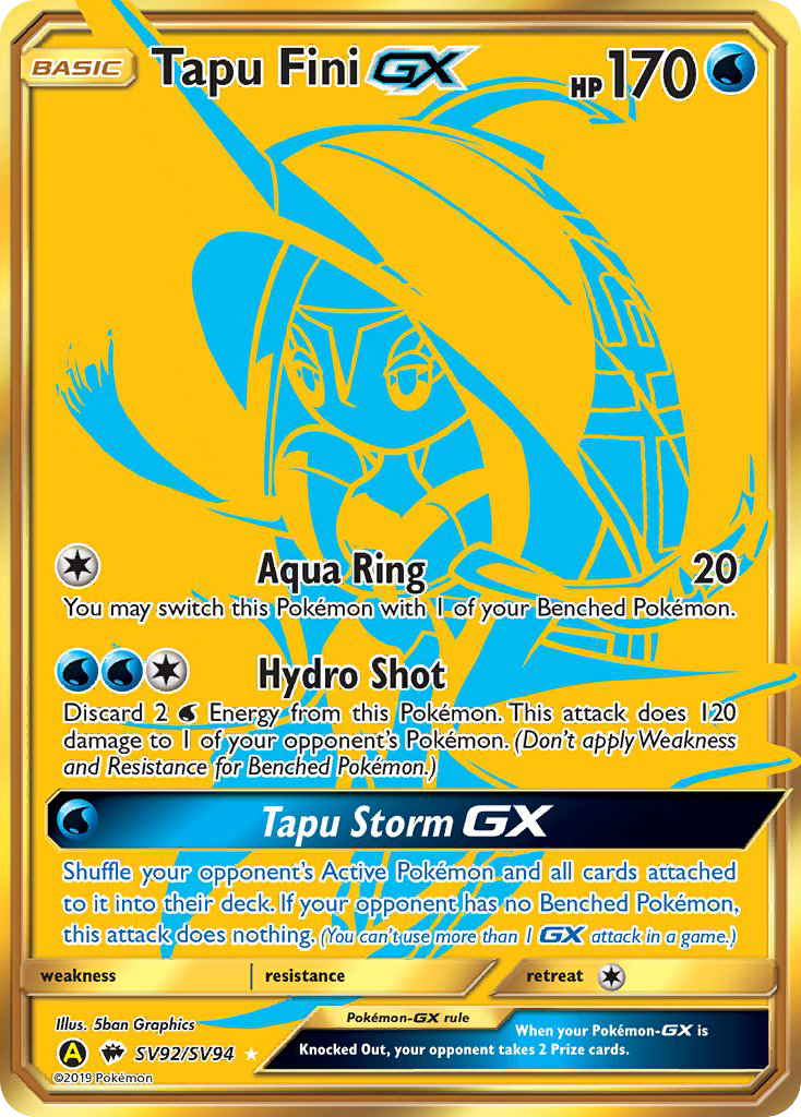 Tapu Fini-GX SV92/94 Rare Secret | Hidden Fates Shiny Vault | Pokemon Card