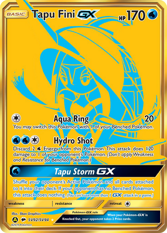Tapu Fini-GX SV92/94 Rare Secret | Hidden Fates Shiny Vault | Pokemon Card