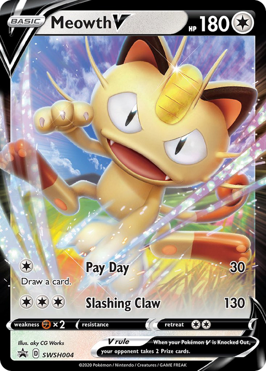 Meowth V SWSH004/307 Promo | SWSH Black Star Promos | Pokemon Card