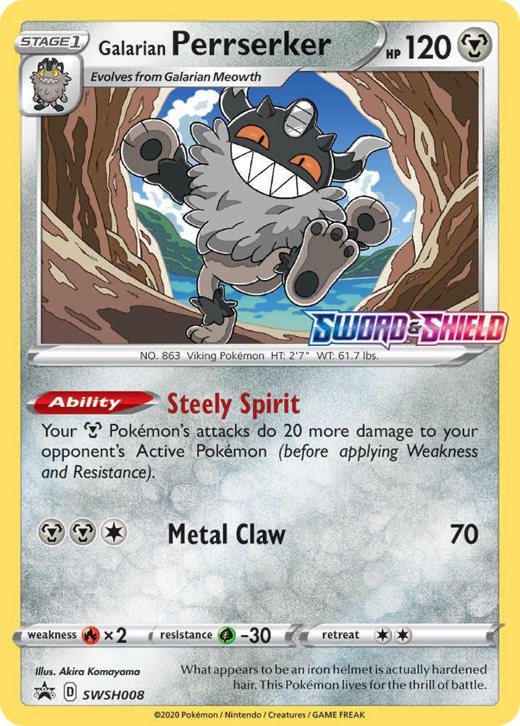 Galarian Perrserker SWSH008/307 Promo | SWSH Black Star Promos | Pokemon Card
