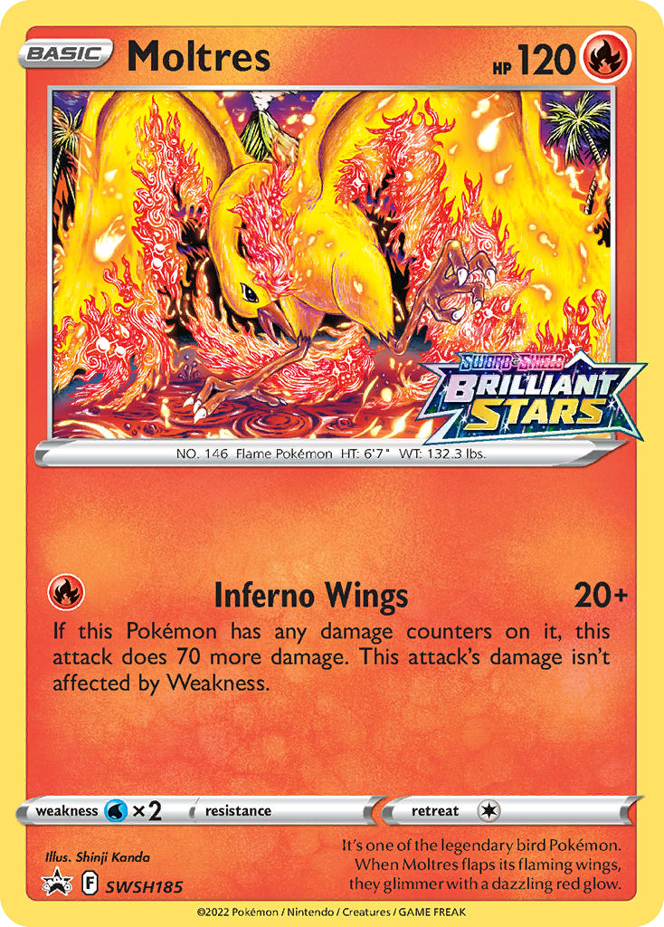 Moltres SWSH185/307 Promo | SWSH Black Star Promos | Pokemon Card