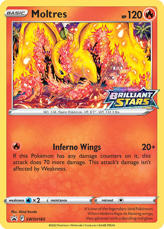 Moltres SWSH185/307 Promo | SWSH Black Star Promos | Pokemon Card