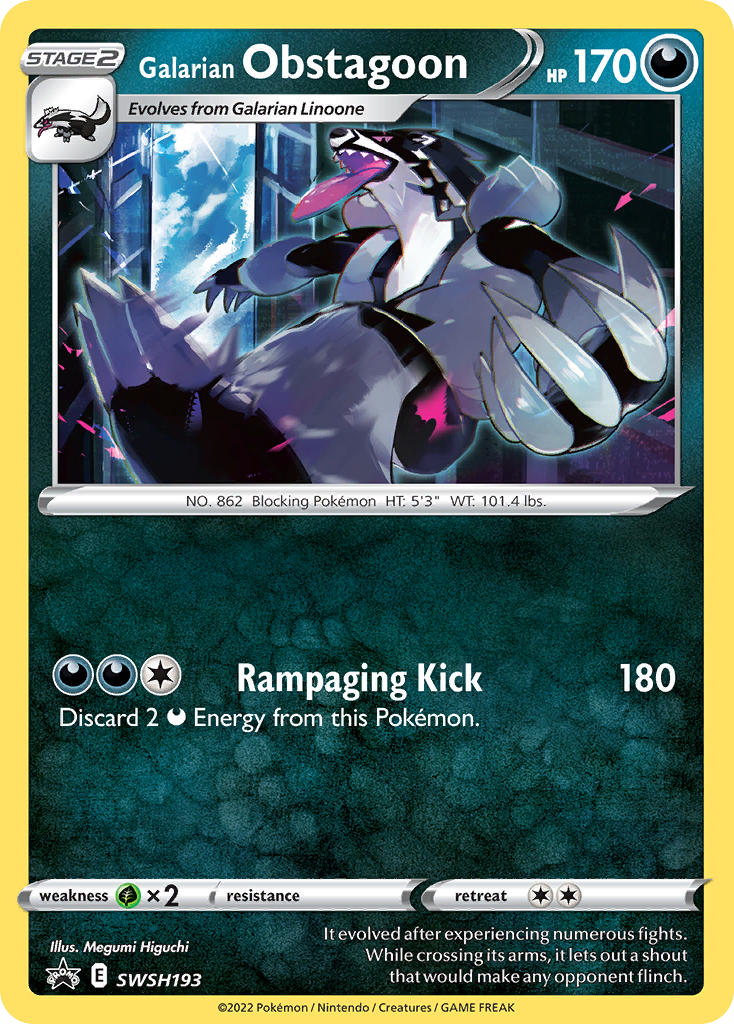 Galarian Obstagoon SWSH193/307 Promo | SWSH Black Star Promos | Pokemon Card