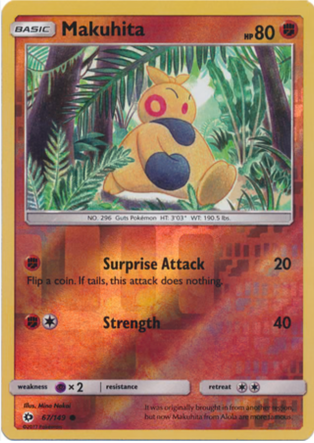 Makuhita 67/149 Reverse Holo | Sun & Moon | Pokemon Card