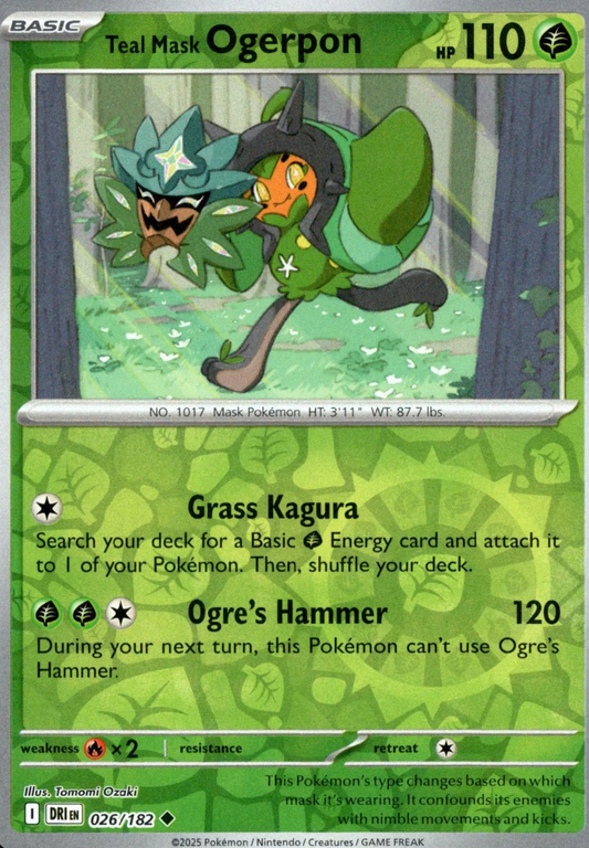 Teal Mask Ogerpon 26/182 Reverse Holo | Destined Rivals | Pokemon Card