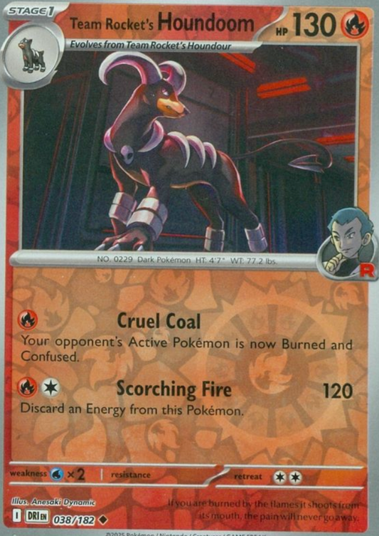 Team Rocket's Houndoom 38/182 Reverse Holo | Destined Rivals | Pokemon Card