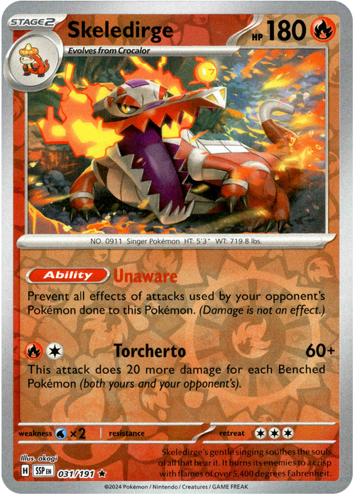 Skeledirge 31/191 Reverse Holo | Surging Sparks | Pokemon Card