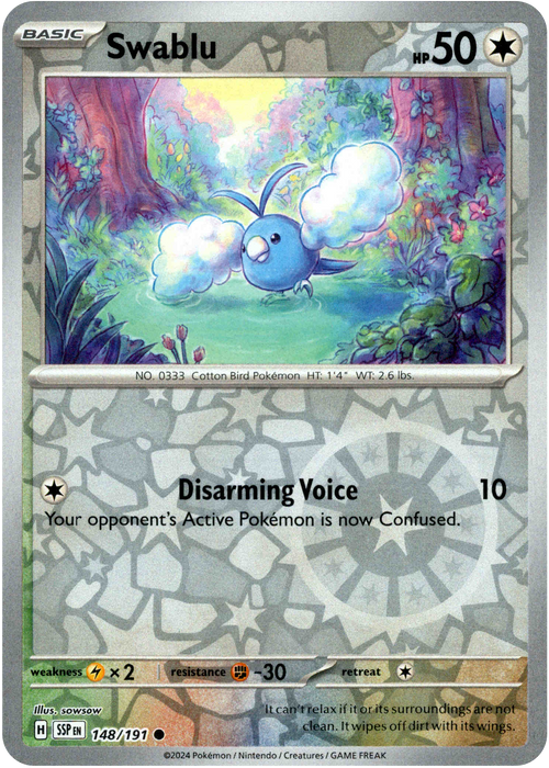 Swablu 148/191 Reverse Holo | Surging Sparks | Pokemon Card