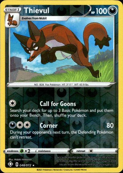 Thievul 48/72 Reverse Holo | Shining Fates | Pokemon Card
