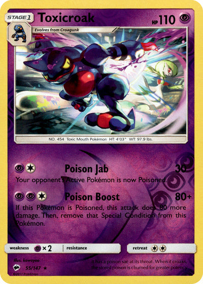 Toxicroak 55/147 Reverse Holo | Burning Shadows | Pokemon Card