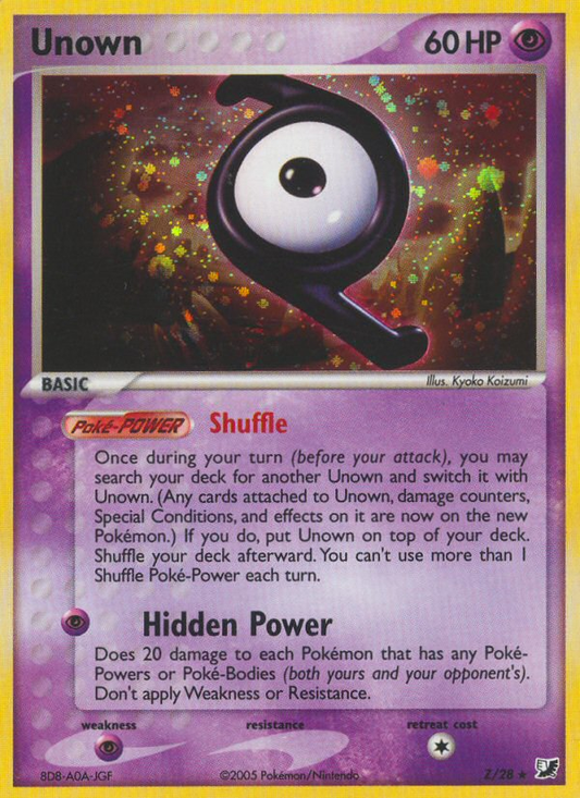 Unown Z/115 Rare | Unseen Forces | Pokemon Card