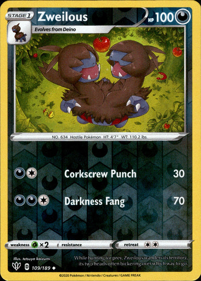 Zweilous 109/189 Reverse Holo | Darkness Ablaze | Pokemon Card
