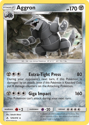Aggron 125/214 Reverse Holo | Unbroken Bonds | Pokemon Card