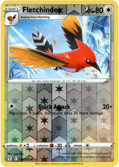 Fletchinder 139/203 Reverse Holo | Evolving Skies | Pokemon Card