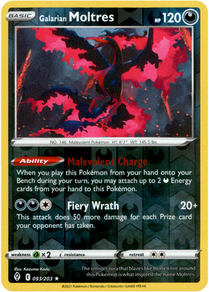 Galarian Moltres 93/203 Reverse Holo | Evolving Skies | Pokemon Card