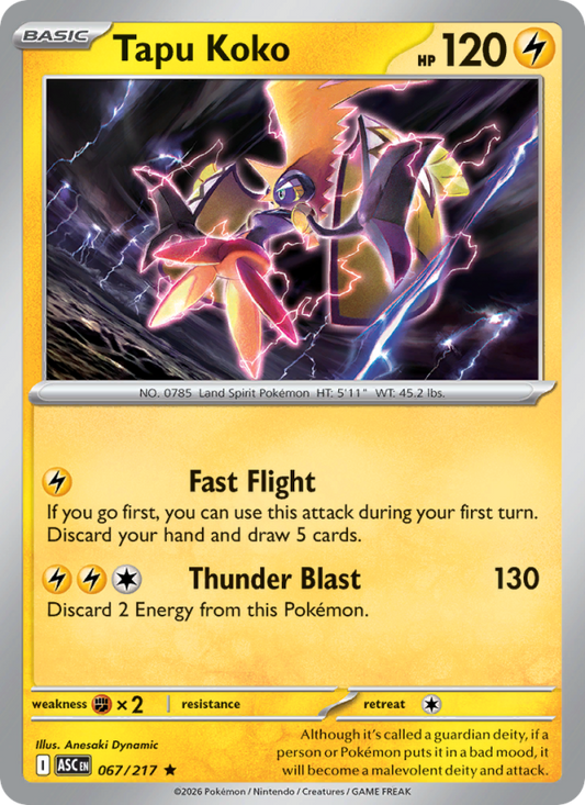 Tapu Koko 67/217 Rare Holo | Ascended Heroes | Pokemon Card