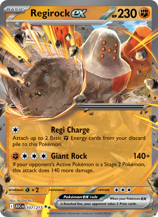 Regirock ex 107/217 Double Rare | Ascended Heroes | Pokemon Card