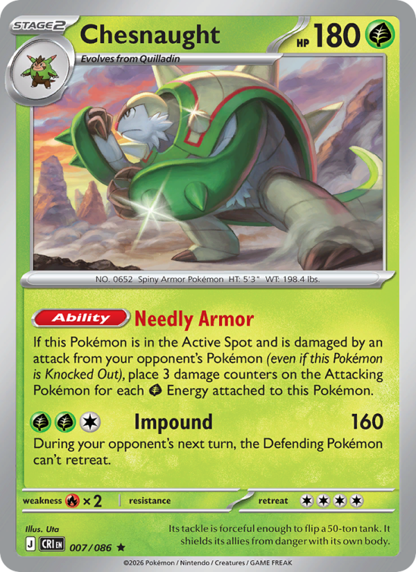 Chesnaught 7/86 Rare Holo | Chaos Rising | Pokemon Card