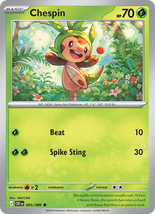Chespin 5/86 Common | Chaos Rising | Pokemon Card